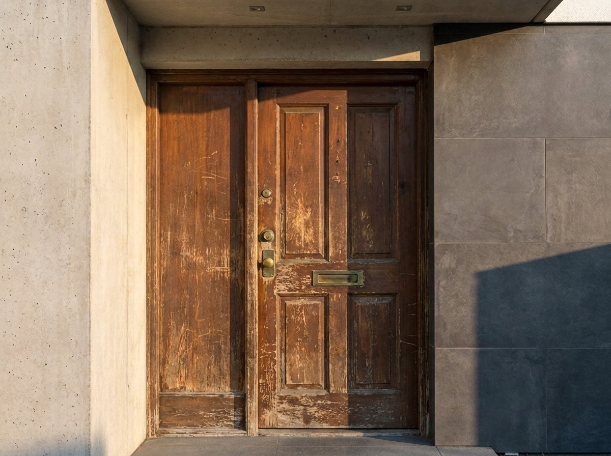Neue Haustür & Seitenteil – vorher